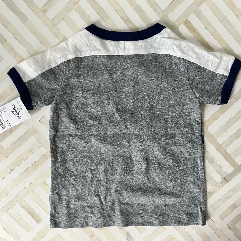 OSHKOSH Football Dino Tee, 12mo - NEW